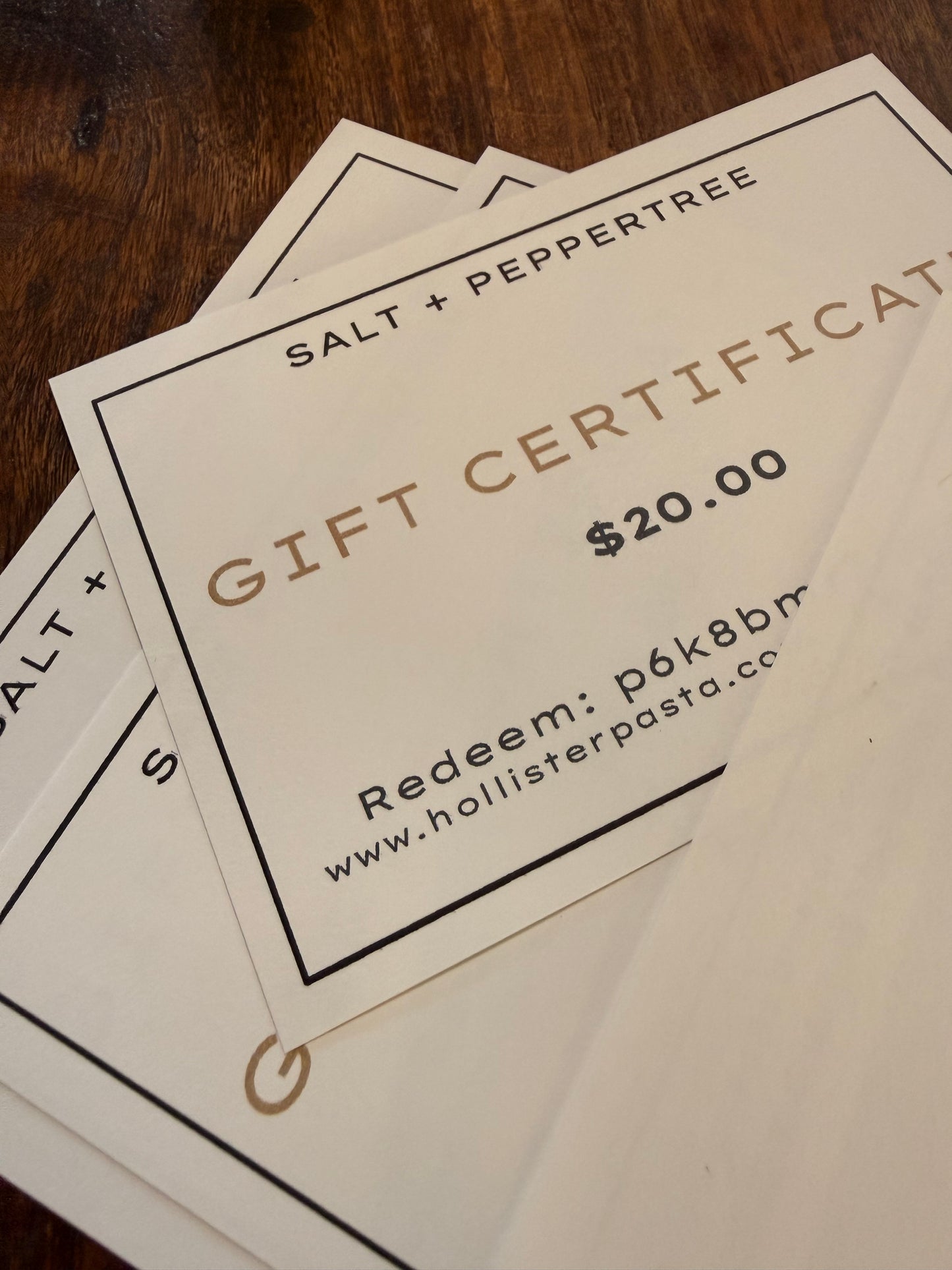 Gift certificates